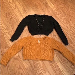 2 cropped sweaters one forever 21 one cotton candy